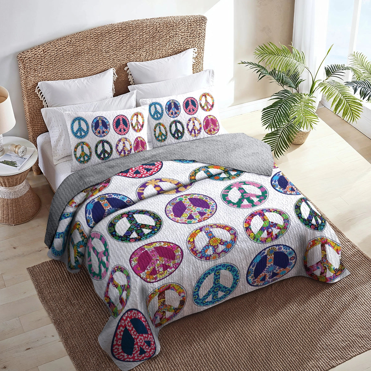 Shineful All Season Quilt 3-Piece Set - Hippie Peace