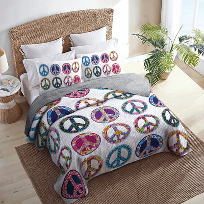 Shineful All Season Quilt 3-Piece Set - Hippie Peace
