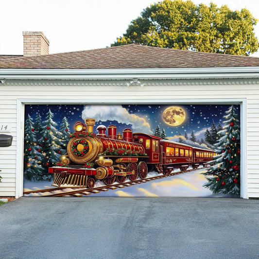 Shineful Garage Door Banner Decoration Christmas Magical Train