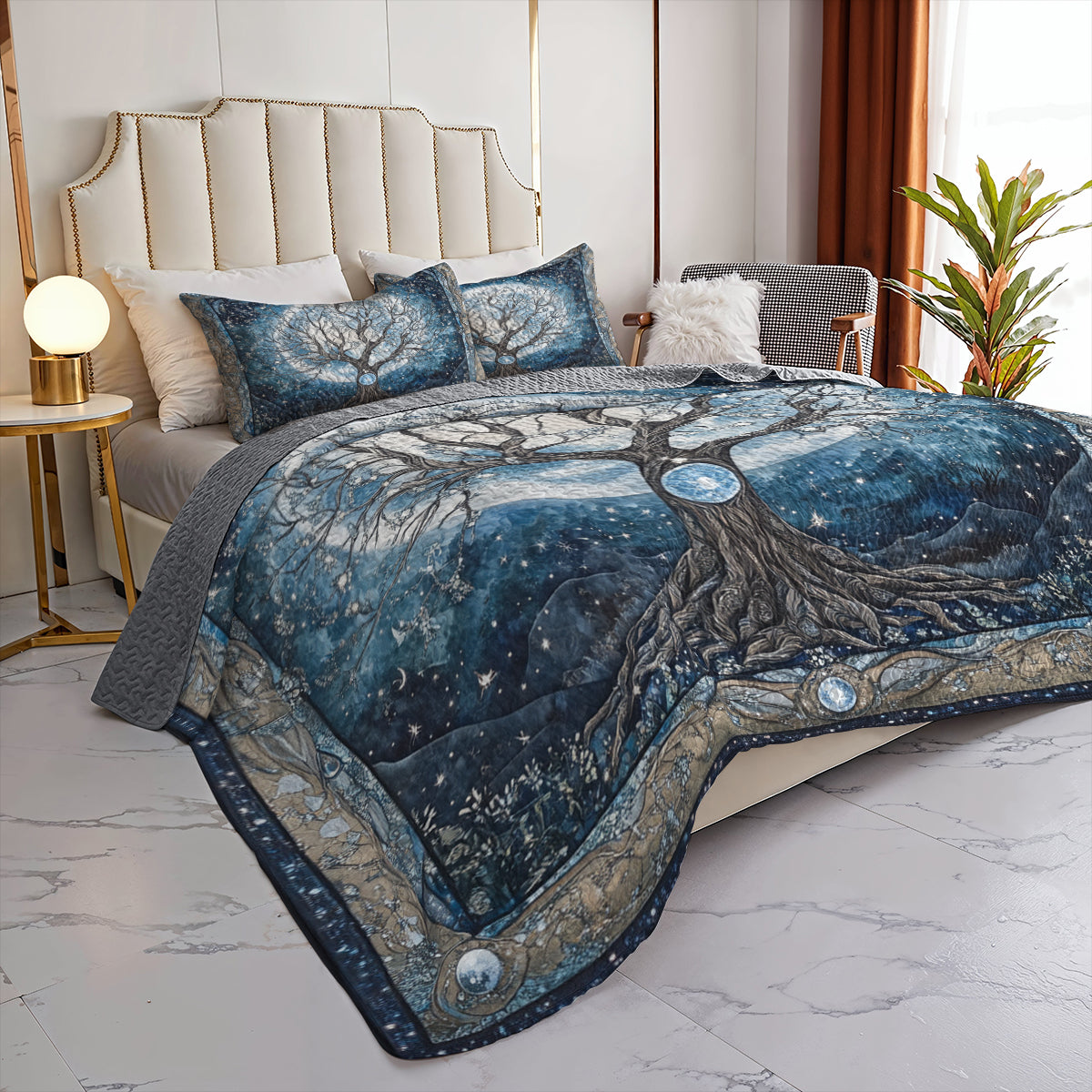 Shineful All Season Quilt 3-Piece Set Moonlit Tree Of Life