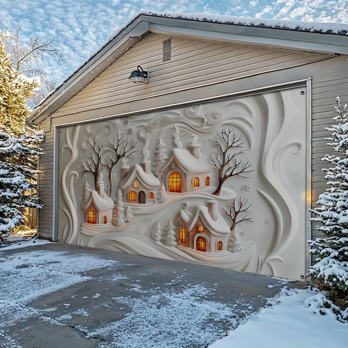 Shineful Garage Door Banner Decoration Holiday Haven