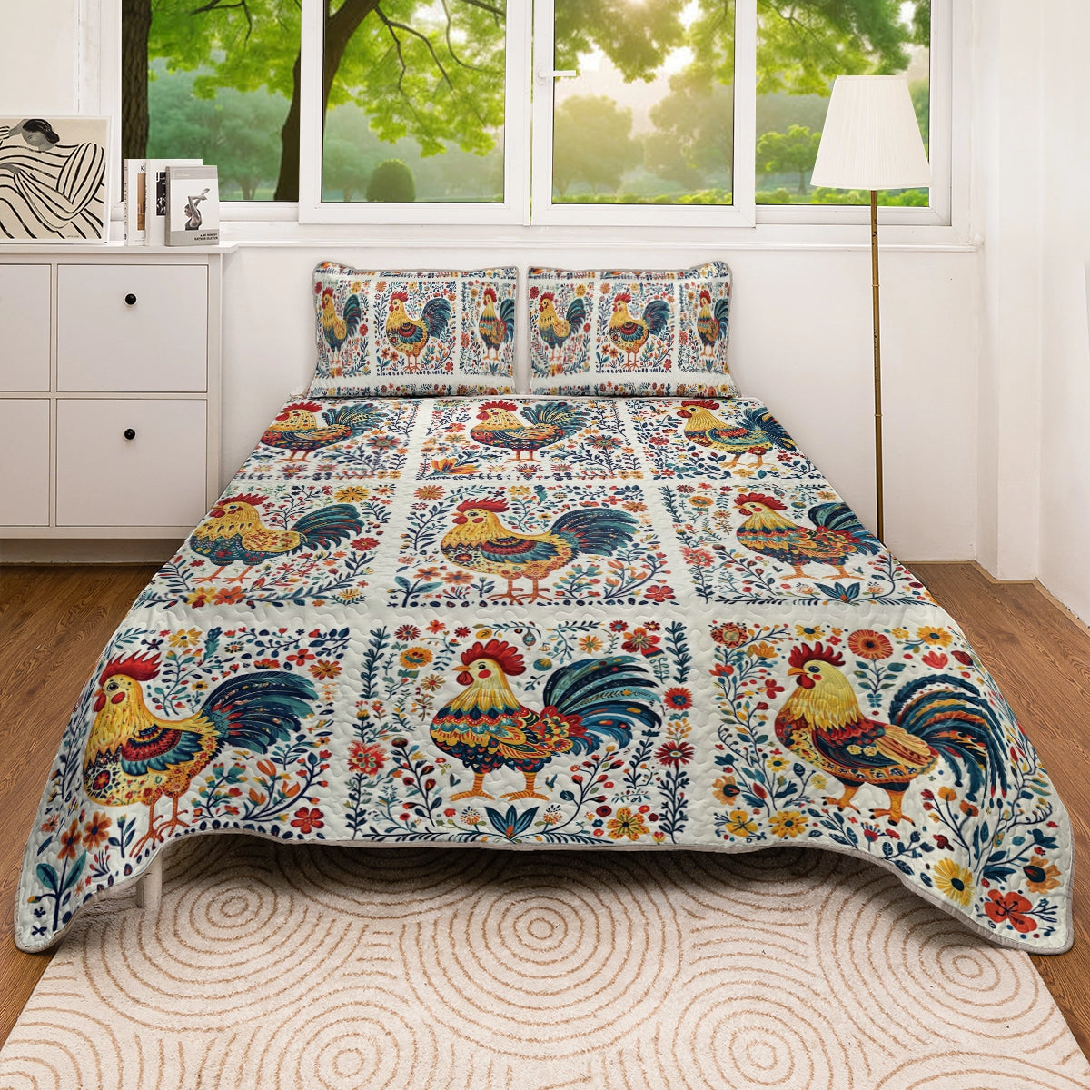 Shineful All Season Quilt 3-Piece Set - Rooster Garden