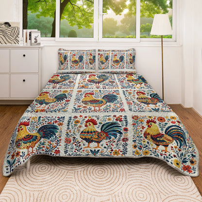 Shineful All Season Quilt 3-Piece Set - Rooster Garden