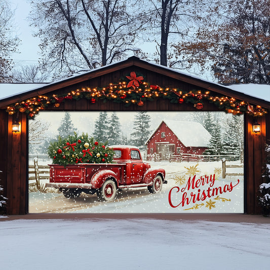 Shineful Garage Door Banner Decoration Christmas Farm