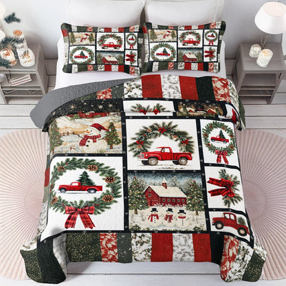 Shineful All Season Quilt 3-Piece Set Christmas Festive Red Truck