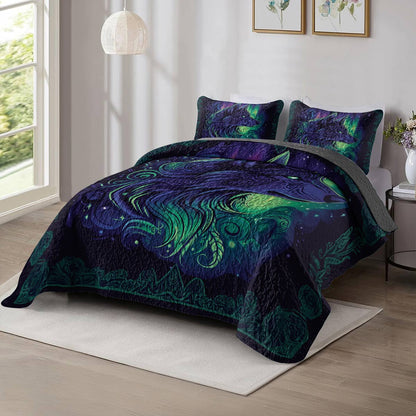 Shineful All Season Quilt 3-Piece Set - Wolf Totem And The Northern Lights