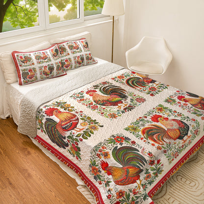 Shineful All Season Quilt 3-Piece Set Folk Art Rooster