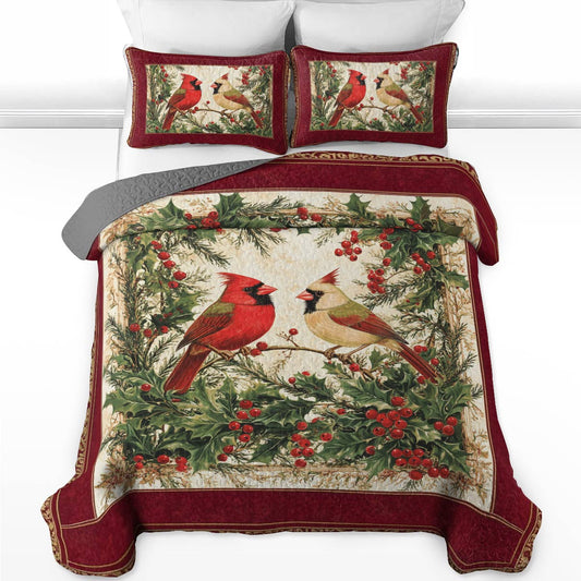 Shineful All Season Quilt 3-Piece Set Cardinal Cheer