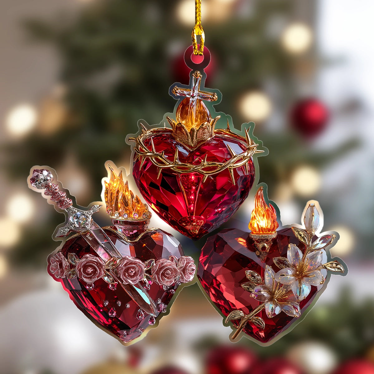 Shineful 2D Acrylic Ornament Sacred Hearts Of The Holy Family