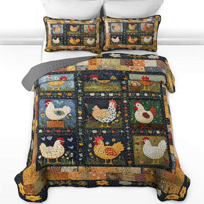 Shineful All Season Quilt 3-Piece Set Farmhouse Hen