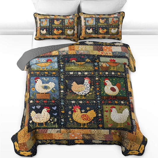 Shineful All Season Quilt 3-Piece Set Farmhouse Hen