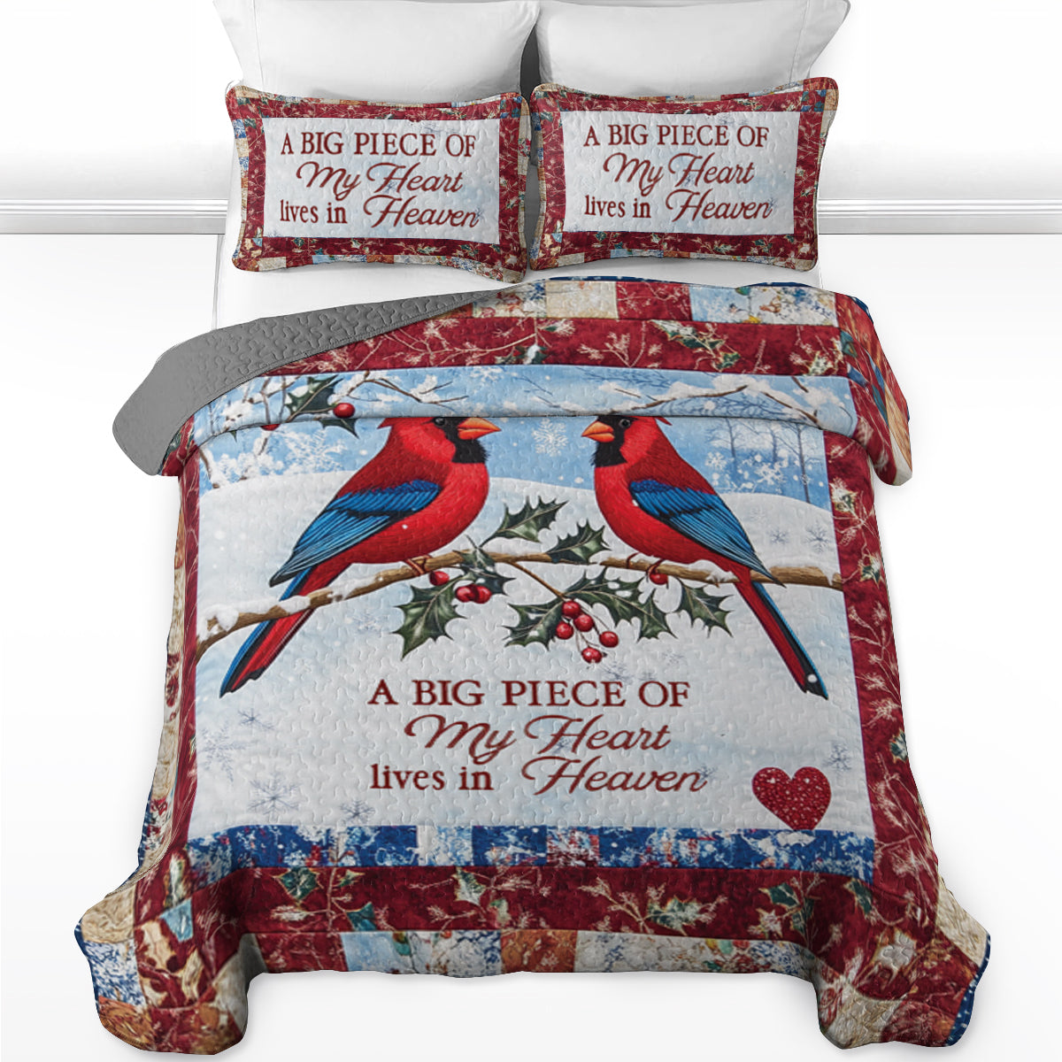 Shineful All Season Quilt 3-Piece Set Cardinal Memoria - A Heartfelt Tribute