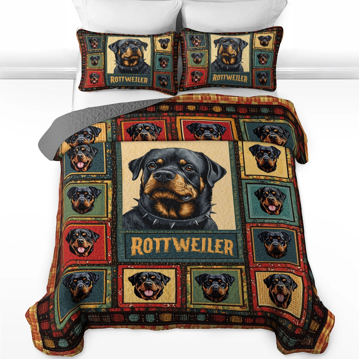 Shineful All Season Quilt 3-Piece Set - Rottweiler Loyal Guardian