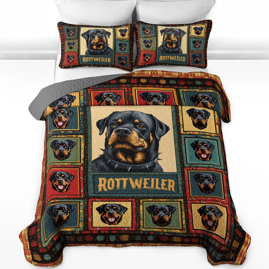 Shineful All Season Quilt 3-Piece Set - Rottweiler Loyal Guardian