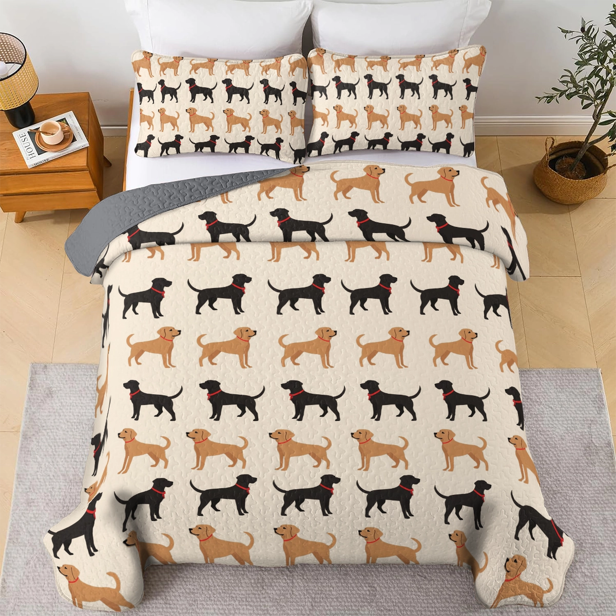 Shineful All Season Quilt 3-Piece Set - Pawsome Labrador