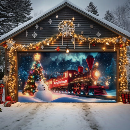 Shineful Garage Door Banner Decoration Holiday Train of Lights