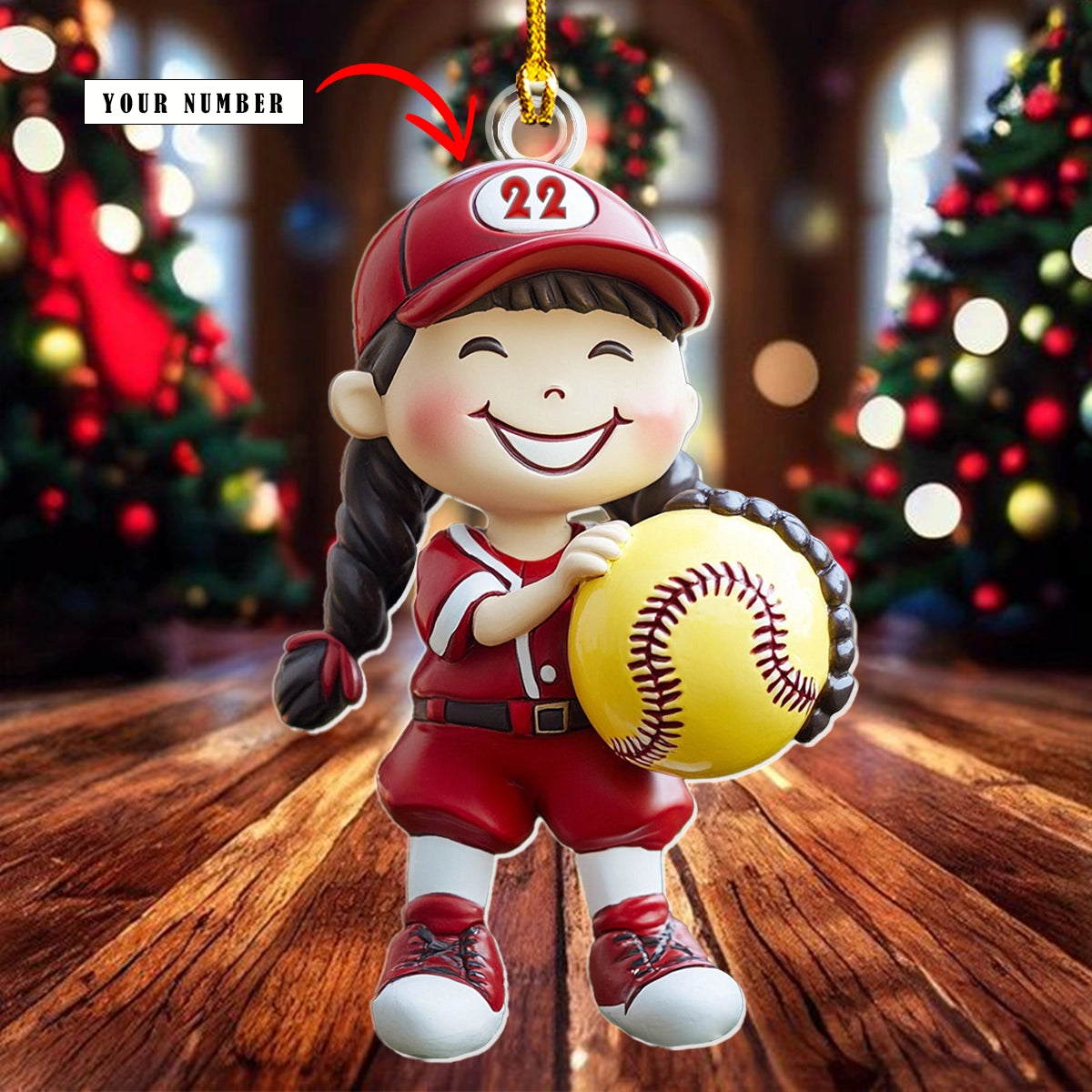Shineful 2D Acrylic Ornament - Personalized Softball Sweetheart