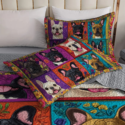 Shineful All Season Quilt 3-Piece Set - French Bulldog Garden Party