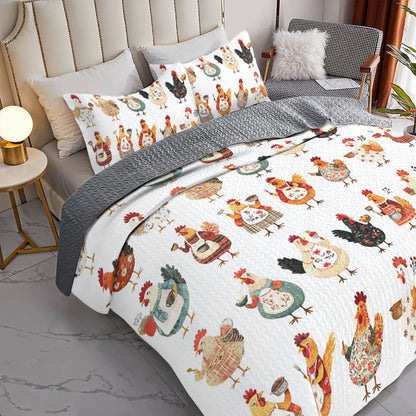 Shineful All Season Quilt 3-Piece Set Whimsical Rooster