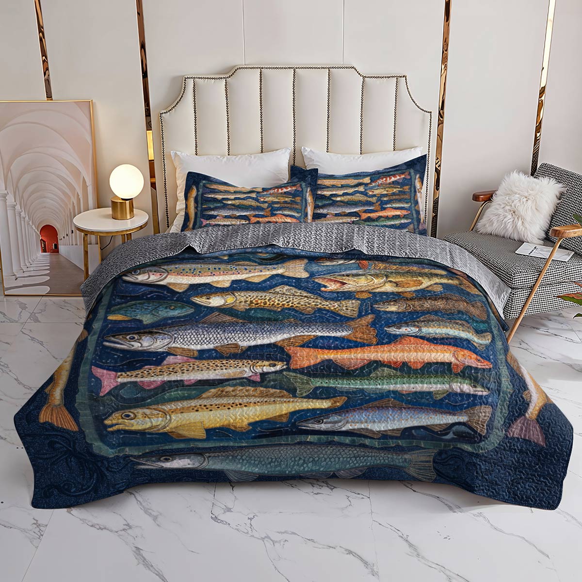Shineful All Season Quilt 3-Piece Set Fishlife