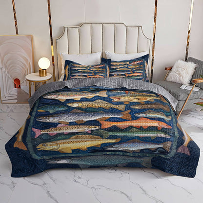 Shineful All Season Quilt 3-Piece Set Fishlife