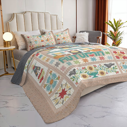 Shineful All Season Quilt 3-Piece Set Autumn Cottage Farm