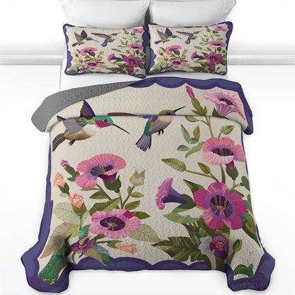 Shineful Quilt 3-Piece Set Hummingbird Garden