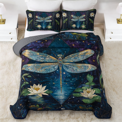 Shineful All Season Quilt 3-Piece Set Mystic Dragonfly
