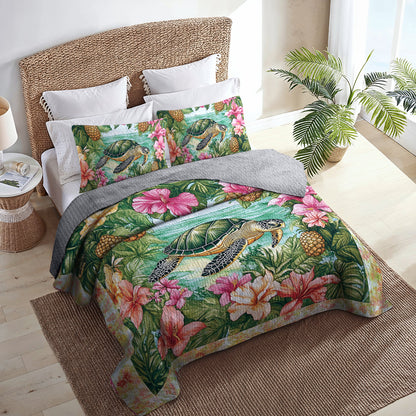 Shineful All Season Quilt 3-Piece Set Tropical Sea Turtle