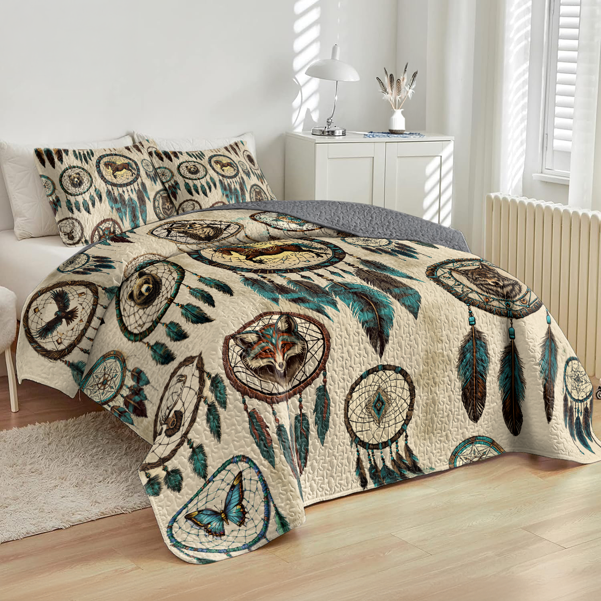 Shineful All Season Quilt 3-Piece Set Native Spirits Dreamcatcher