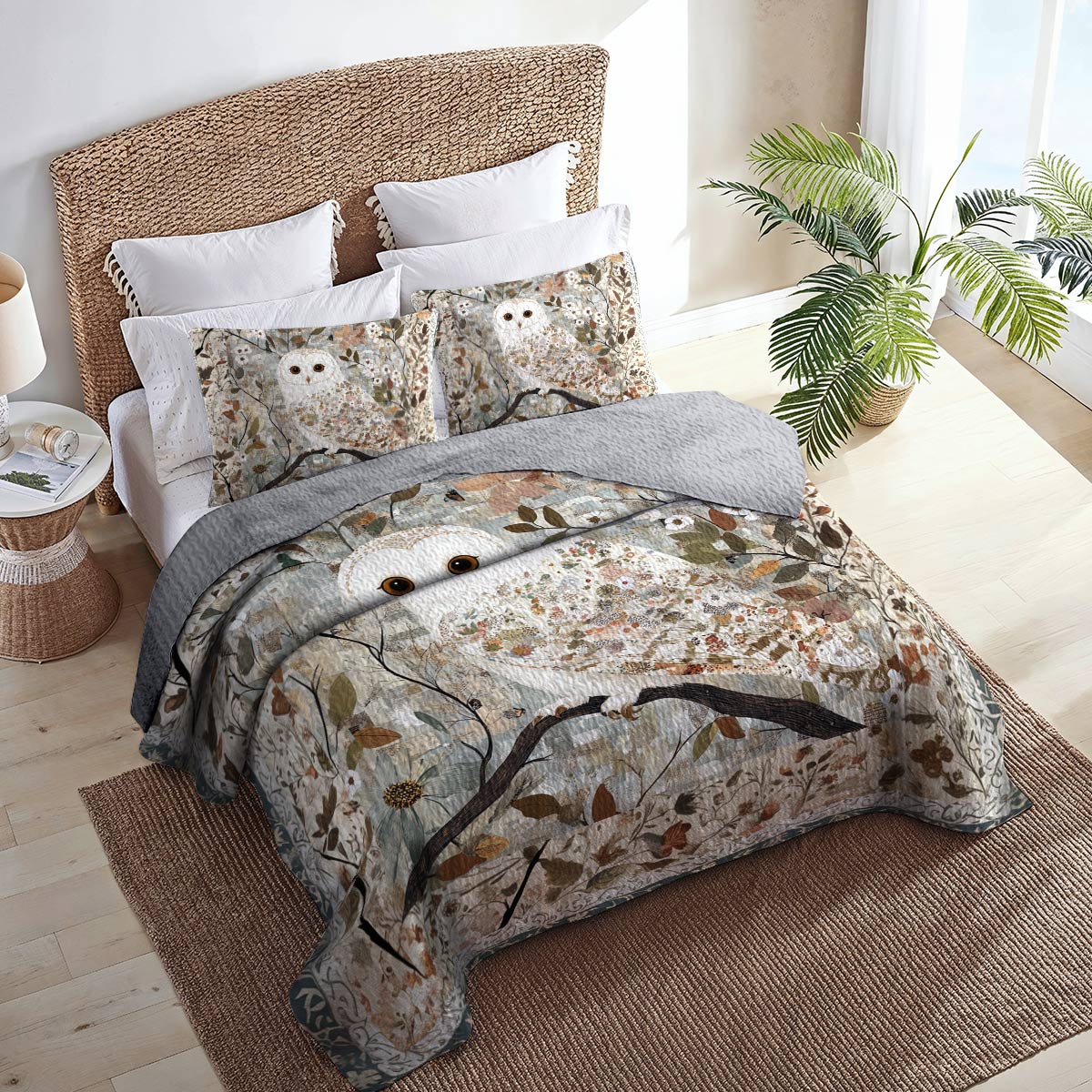 Shineful All Season Quilt 3-Piece Set Gentle Owl