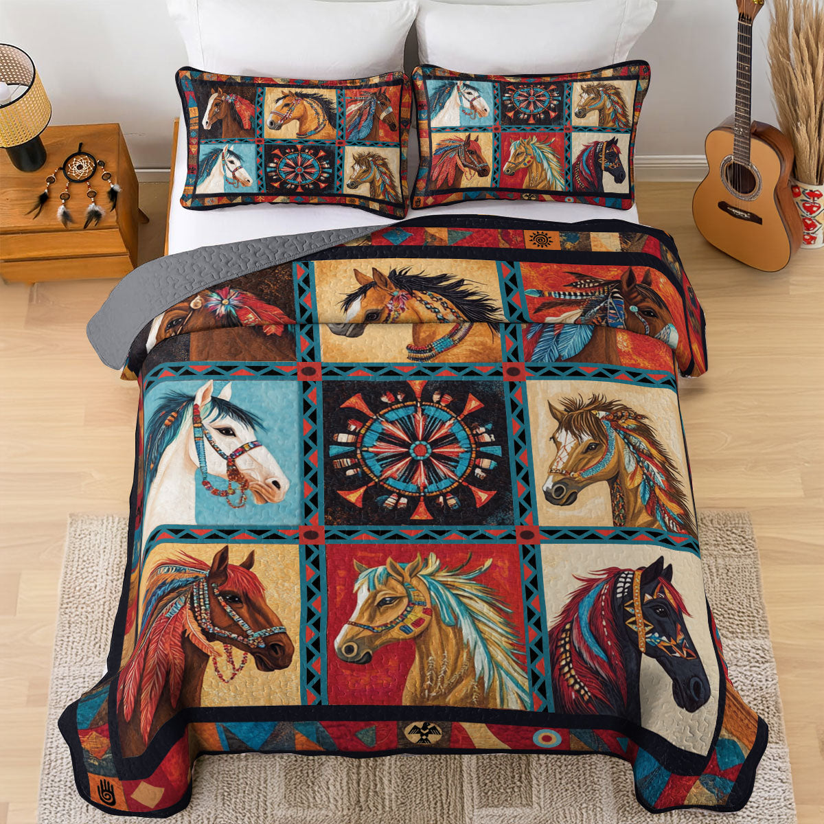 Shineful All Season Quilt 3-Piece Set Feather Journey