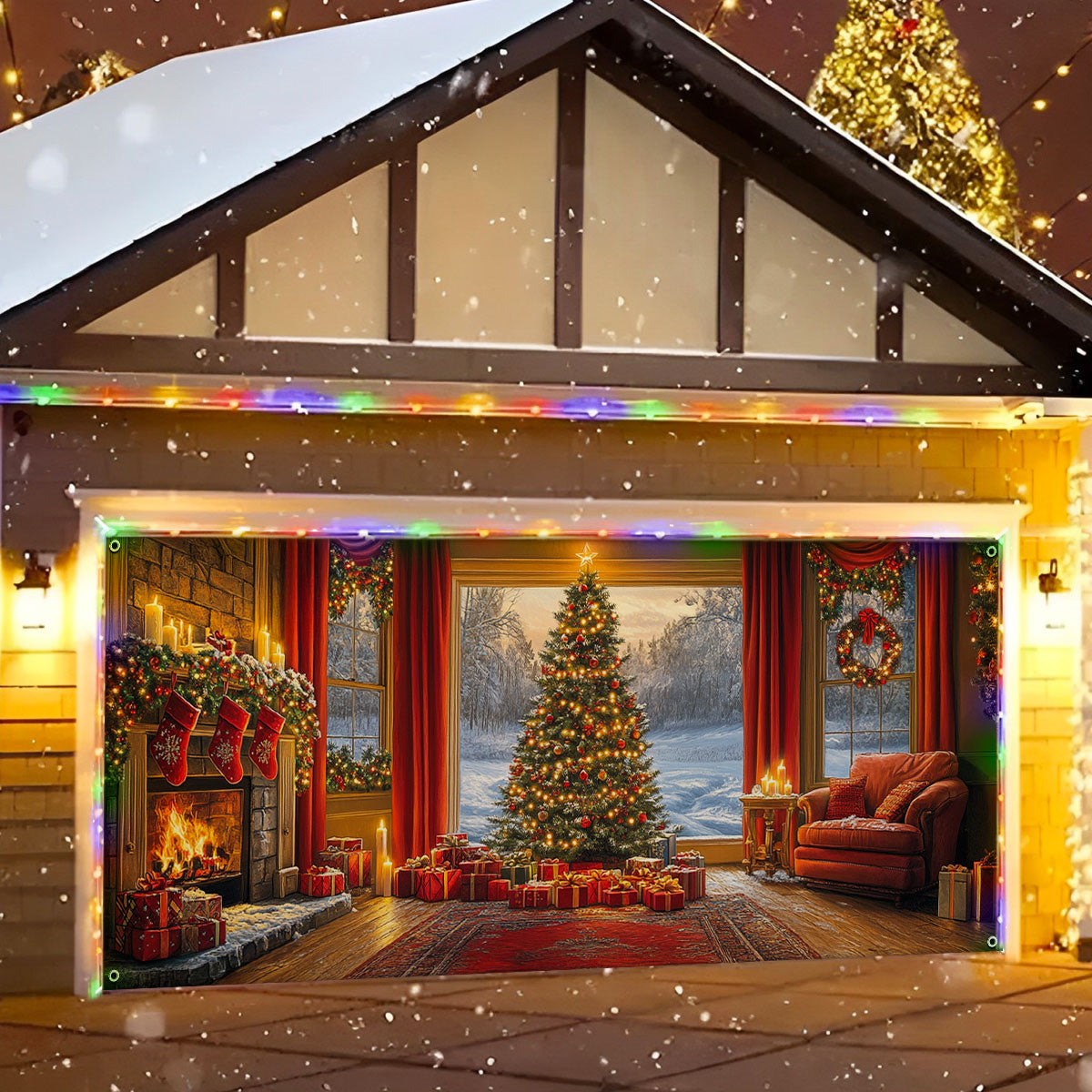 Shineful Garage Door Banner Decoration Cozy Happy Holiday
