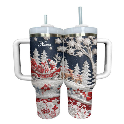 Shineful Glossy Personalized Tumbler Delightful Santa