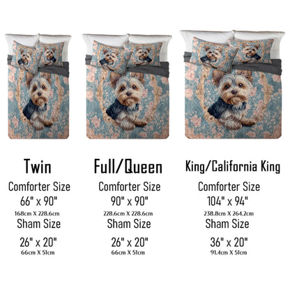 Shineful All Season Quilt 3-Piece Set Yorkie Blossom Elegance