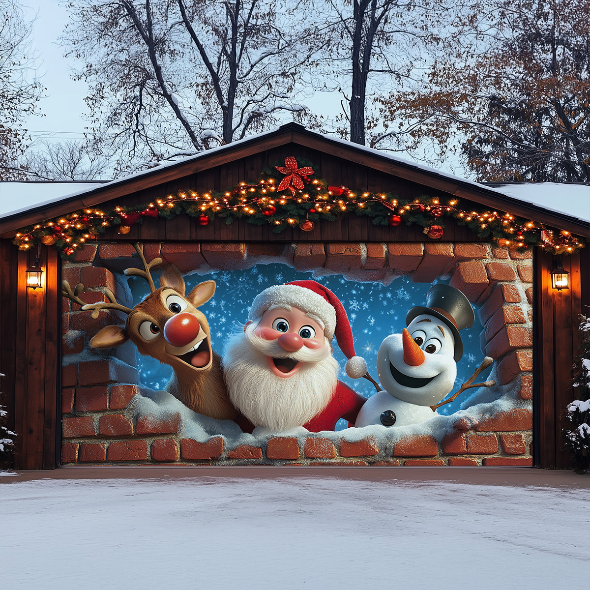 Shineful Garage Door Banner Decoration Christmas Surprise