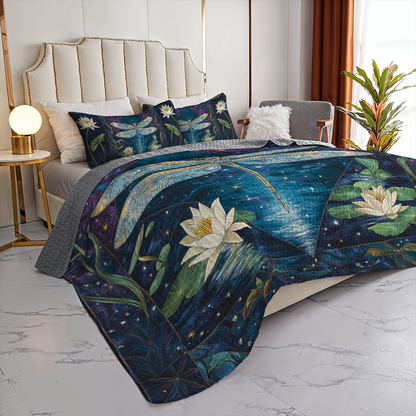 Shineful All Season Quilt 3-Piece Set Mystic Dragonfly
