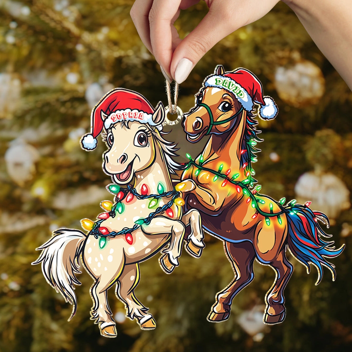 Shineful 2D Acrylic Ornament - Personalized Horse-mas Cheer