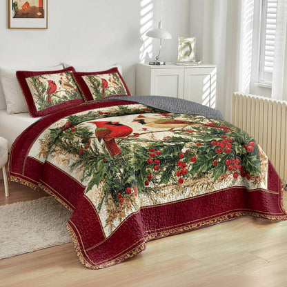 Shineful All Season Quilt 3-Piece Set Cardinal Cheer
