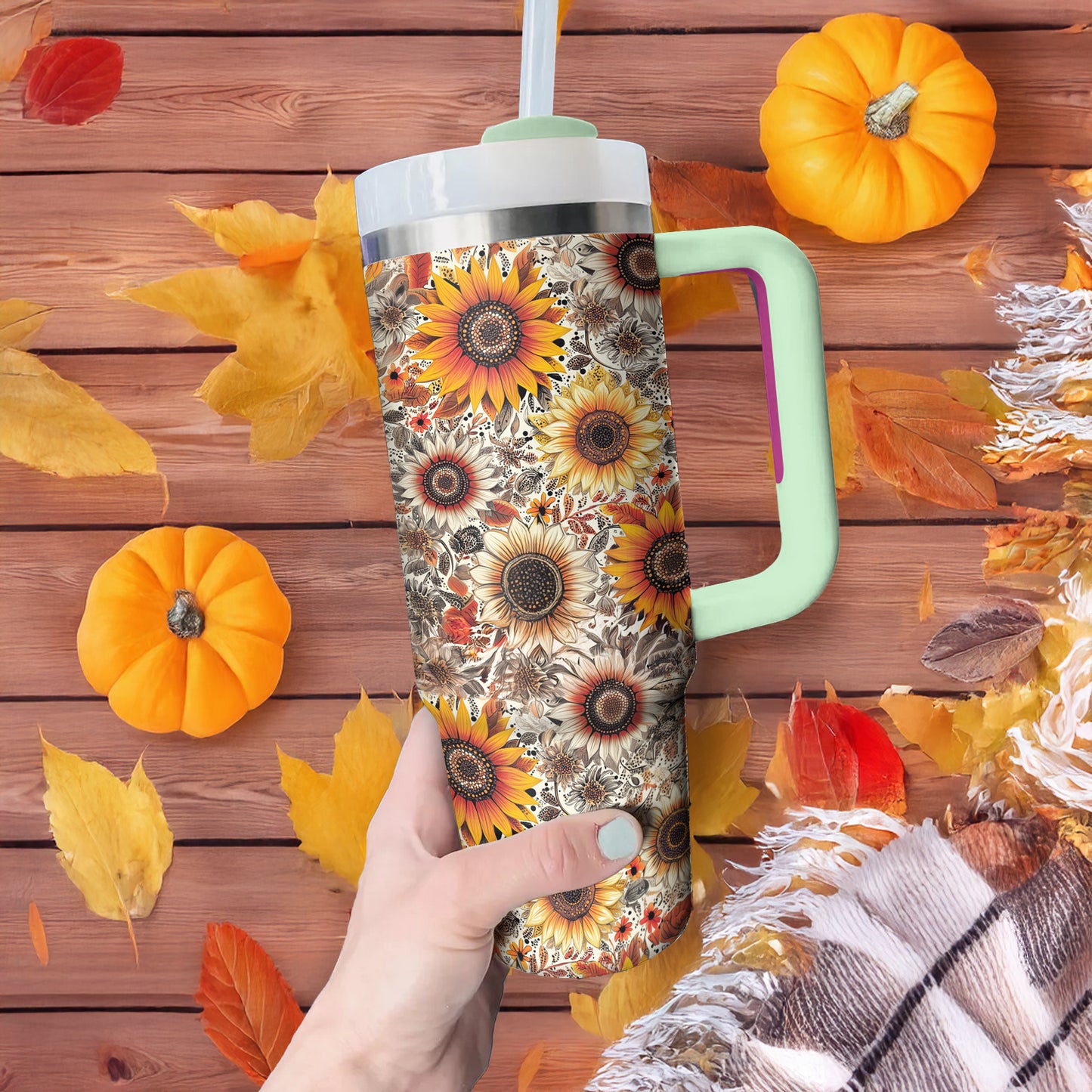 Shineful Tumbler Boho Autumn Sunflower