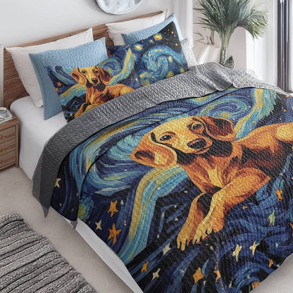 Shineful All Season Quilt 3-Piece Set - Dachshund Starry Night