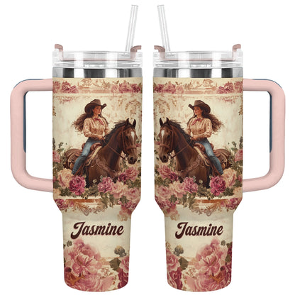 Shineful Tumbler Personalized Wild Rose Cowgirl