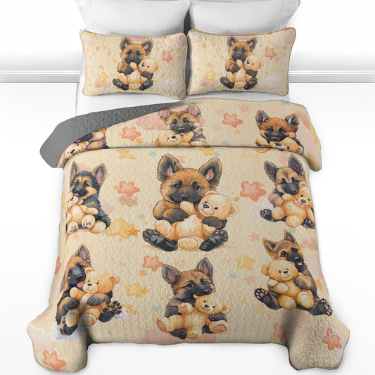 Shineful All Season Quilt 3-Piece Set Teddy & Shepherd