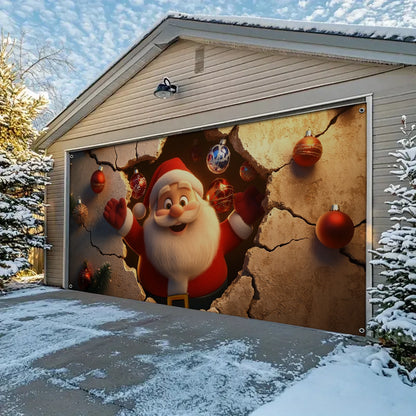 Shineful Garage Door Banner Decoration - Santa's Festive Breakthrough