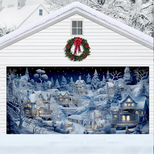 Shineful Garage Door Banner Decoration -  Snowy Village Glow