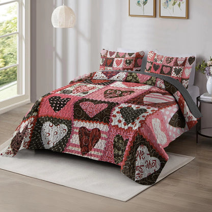 Shineful All Season Quilt 3-Piece Heartfelt Patchwork Quilt