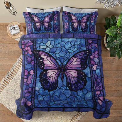 Shineful All Season Quilt 3-Piece Set Beautiful Butterfly
