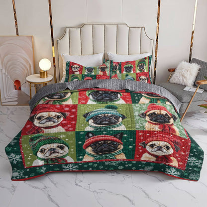 Shineful All Season Quilt 3-Piece Set Festive Frenchie