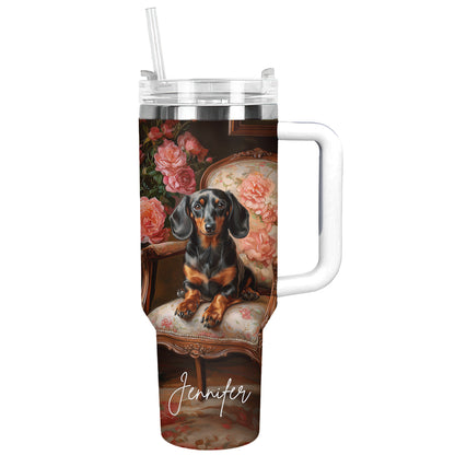 Shineful Tumbler Personalized Elegance Roses Dachshund