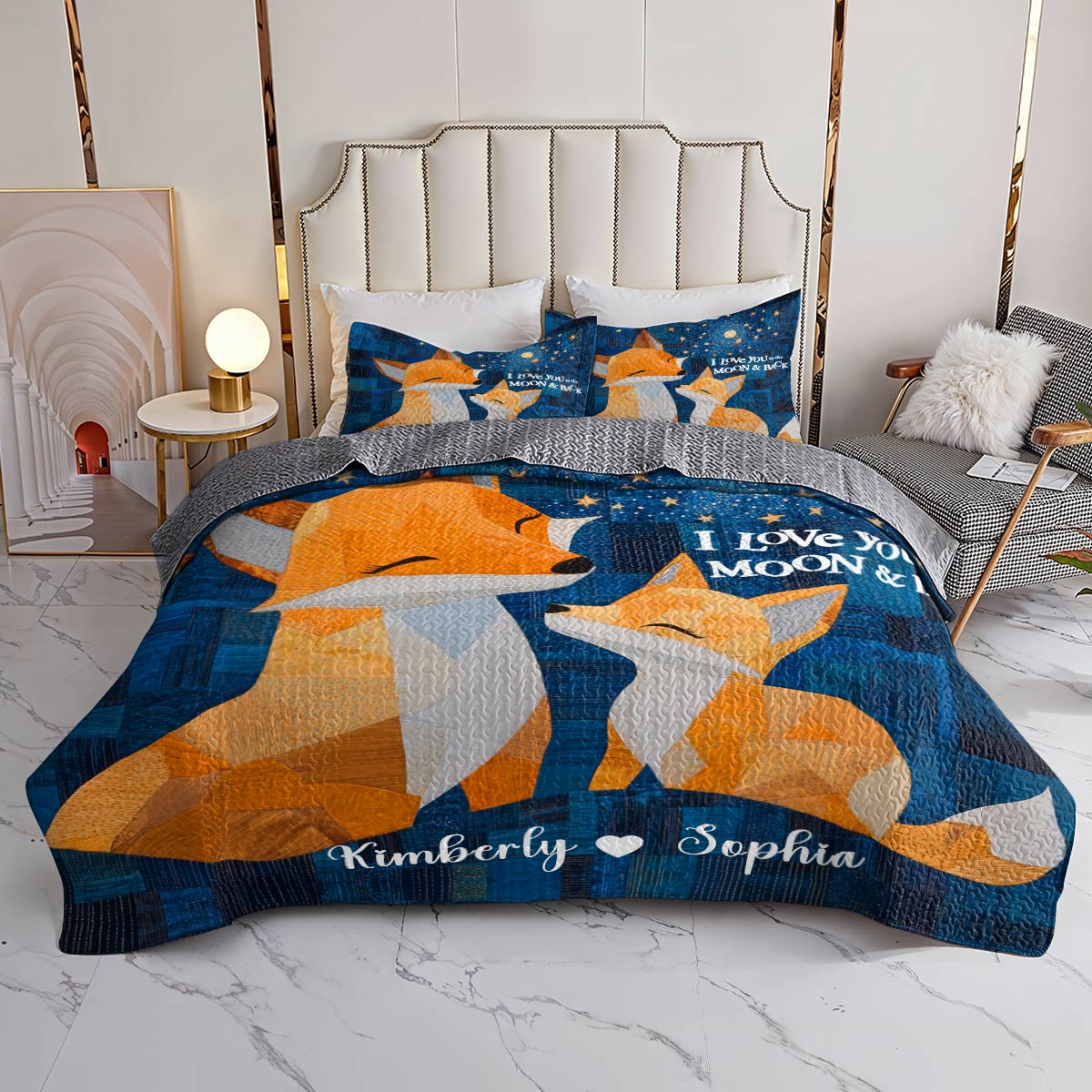 Shineful All Season Quilt 3-Piece Set Personalized I Love You To The Moon And Back